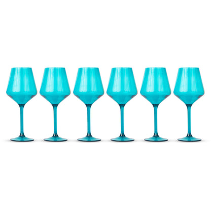 Acrylic Stemmed Wine Glasses-Teal