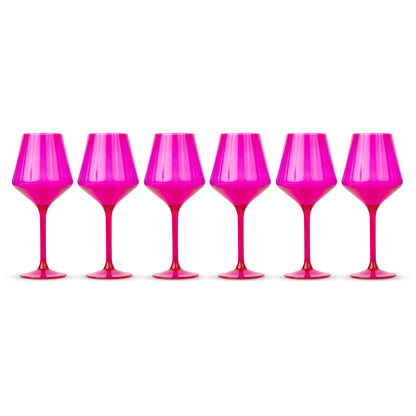 Acrylic Stemmed Wine Glasses-FUCHSIA