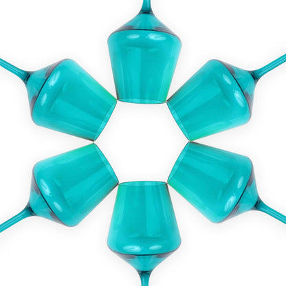 Acrylic Stemmed Wine Glasses-Teal