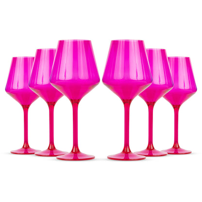 Acrylic Stemmed Wine Glasses-FUCHSIA