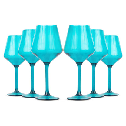 Acrylic Stemmed Wine Glasses-Teal