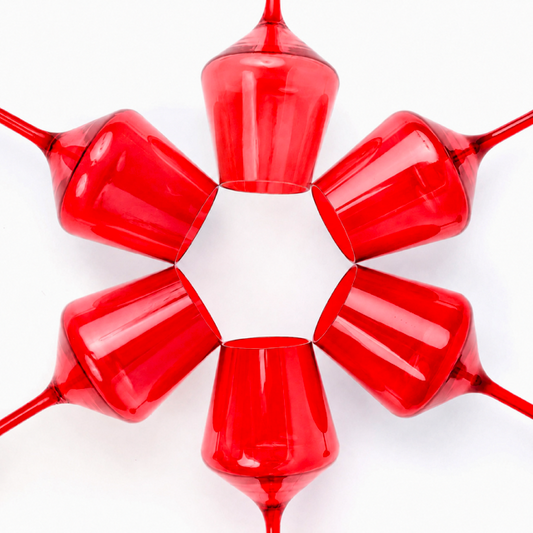 Acrylic Stemmed Wine Glasses-RED
